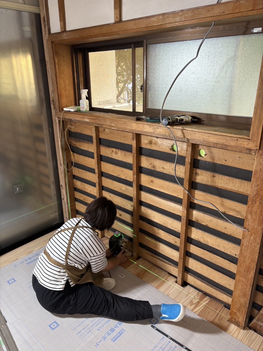 施工中 壁の骨組み